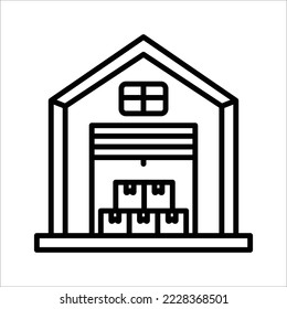 Icono de almacén aislado en fondo blanco. Ilustración del vector