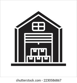 Warehouse-Symbol einzeln auf weißem Hintergrund. Vektorgrafik