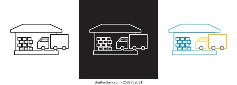 Warehouse icon. isolated on white and black background. Vector illustration. EPS 10