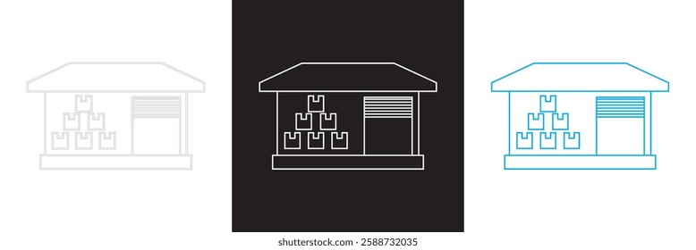 Warehouse icon. isolated on white and black background. Vector illustration. EPS 10