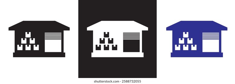 Warehouse icon. isolated on white and black background. Vector illustration. EPS 10