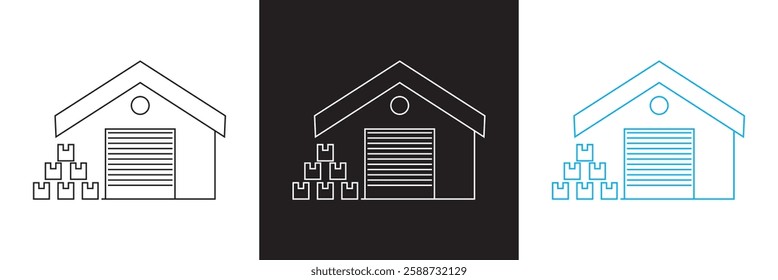 Warehouse icon. isolated on white and black background. Vector illustration. EPS 10