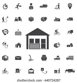 warehouse icon isolated. Set of Post delivery icons. Modern flat, business, marketing, internet concept. Trendy Simple vector symbol for web site design or button to mobile app. Logo illustration