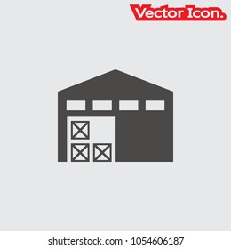 warehouse icon isolated sign symbol and flat style for app, web and digital design. Vector illustration.