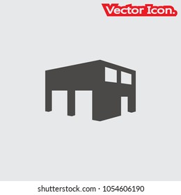 warehouse icon isolated sign symbol and flat style for app, web and digital design. Vector illustration.