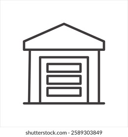 warehouse icon isolated stroke in black color