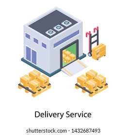 
Warehouse icon in isometric design.
