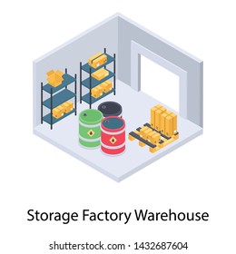 
Warehouse icon in isometric design.
