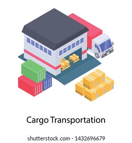 
Warehouse icon in isometric design.

