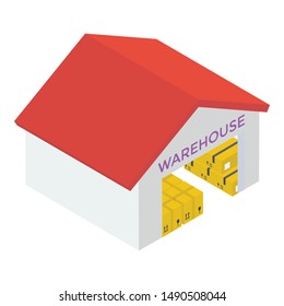 Warehouse icon in isometric design