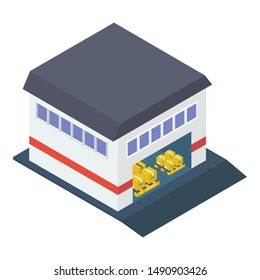 Warehouse icon in isometric design.