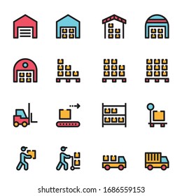 warehouse icon line color vector illustration