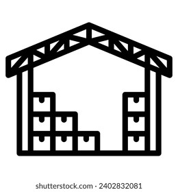 símbolo de símbolo vectorial de línea de icono de almacén

