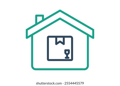 Warehouse icon. line icon style. house with product. icon related to procurement. procurement management elements vector illustration