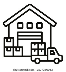 Warehouse icon line vector illustration