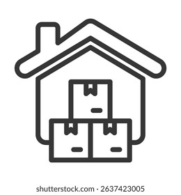 Warehouse Icon Lineal Style Vector Illustration