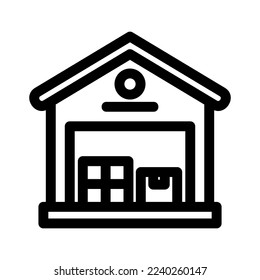 icono de almacén o logotipo símbolo de signo aislado ilustración vectorial - iconos vectoriales de estilo negro de alta calidad
