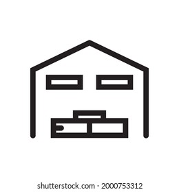 warehouse icon or logo vector illustration of isolated sign symbol, vector illustration with high quality black outline.