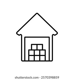 Warehouse icon Outline thin set