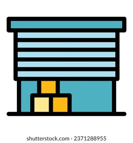 Warehouse icon outline vector. Transport cargo. Delivery van color flat