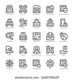 Warehouse Icon pack for your website, mobile, presentation, and logo design. Warehouse Icon outline design. Vector graphics illustration and editable stroke.