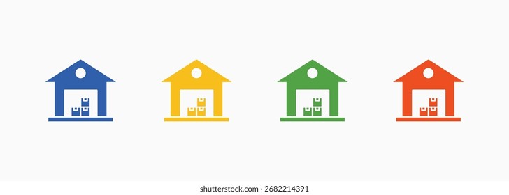 Warehouse Icon Set Color Multiple Style Collection