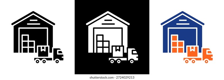 Ilustración vectorial de glifo de conjunto de iconos de almacén