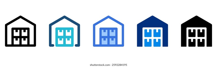 Warehouse icon set multiple style collection