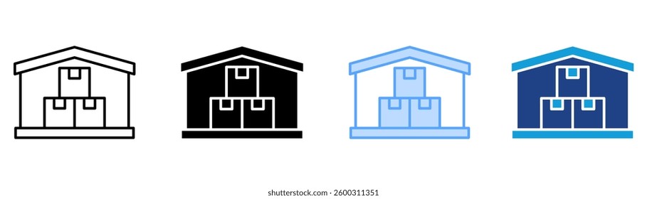 Warehouse Icon Set Multiple Style Collection