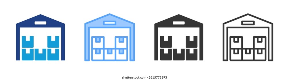 Warehouse icon set multiple style collection