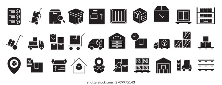 warehouse icon set storage illustration sign collection