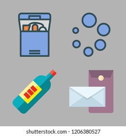 warehouse icon set. vector set about postal, loading, box and wine bottle icons set.