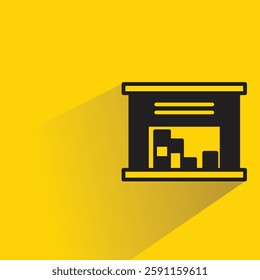 warehouse icon with shadow on yellow background