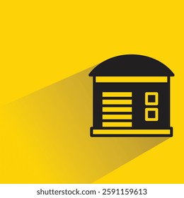 warehouse icon with shadow on yellow background