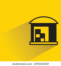warehouse icon with shadow on yellow background