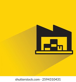 warehouse icon with shadow on yellow background