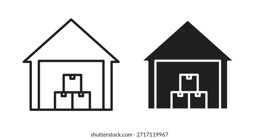 Diseños de Vector de silueta de icono de almacén. Trazos editables