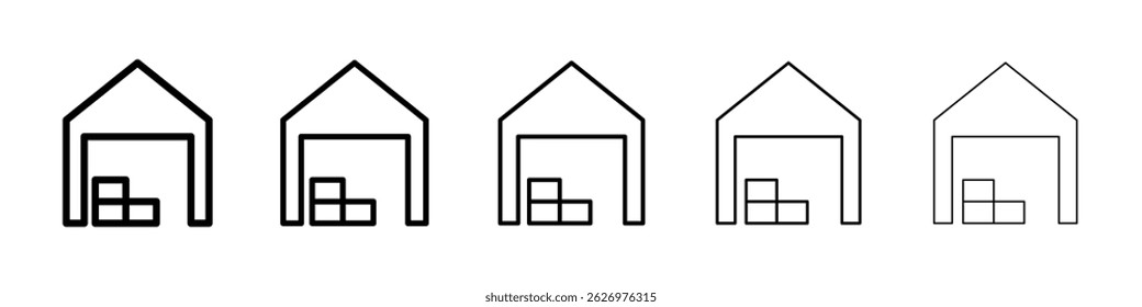 Icono de almacén Símbolo plano de línea delgada simple