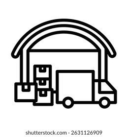 Estilo de línea de colección única de icono de almacén
