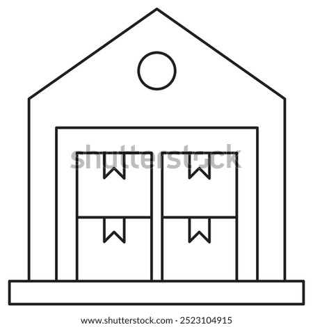 Warehouse Icon, Storage and Logistics Facility, Goods Warehouse, Inventory Management Center, Distribution Warehouse, Stock Storage Building