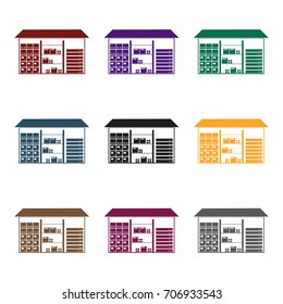 Warehouse icon in style isolated on white background. Logistic symbol stock vector illustration.