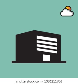 warehouse icon with sun. building icon. flat icon design style.eps 10