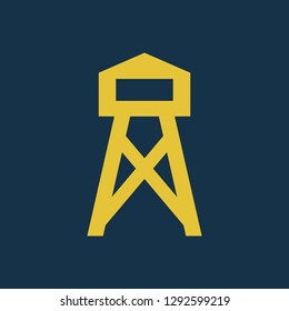 warehouse icon, warehouse symbol. Flat vector sign isolated on blue background. Simple vector illustration for graphic and web design.