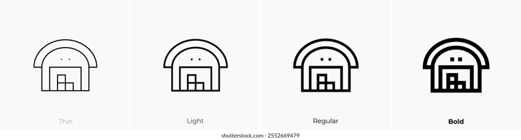 warehouse icon. Thin, Light Regular And Bold style design isolated on white background