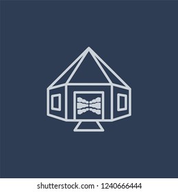 Warehouse icon. Trendy flat vector line Warehouse icon on dark blue background from Architecture and Travel collection. 