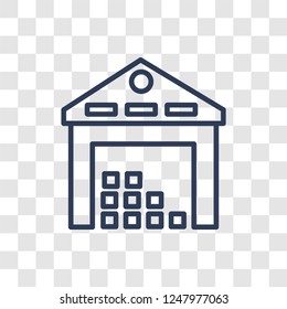 Warehouse icon. Trendy linear Warehouse logo concept on transparent background from Architecture and Travel collection