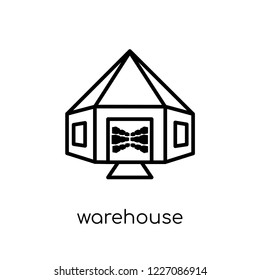 Warehouse icon. Trendy modern flat linear vector Warehouse icon on white background from thin line Architecture and Travel collection, editable outline stroke vector illustration