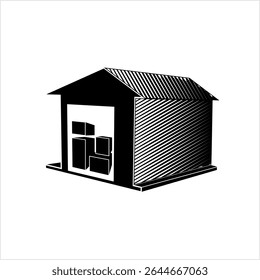 Warehouse Icon, Warehouse Vector Art Illustration