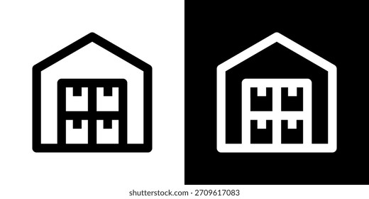 Ilustración vectorial de icono de almacén. Diseño De Línea Fresca Construido Para Una Flexibilidad Creativa En Versiones Claras Y Oscuras.