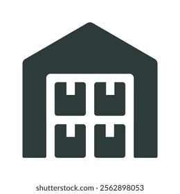 Warehouse icon vector illustration. Simple fill style